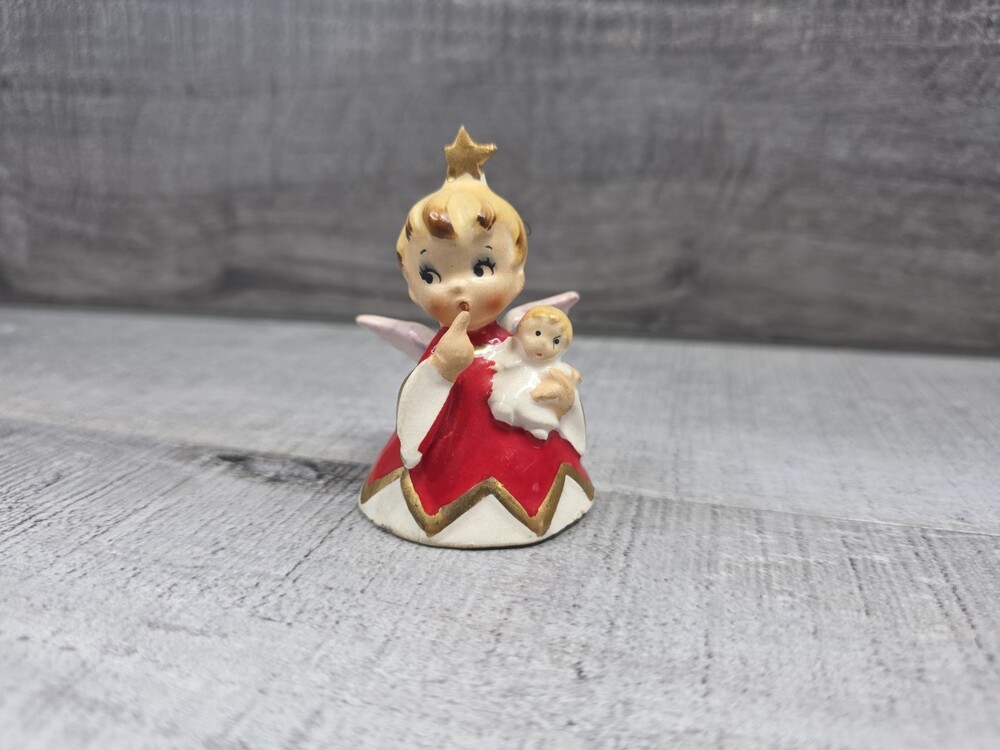 Vintage 1956 Lefton Holt Howard Christmas Naughty Angel W Doll Bell 80112 g44b